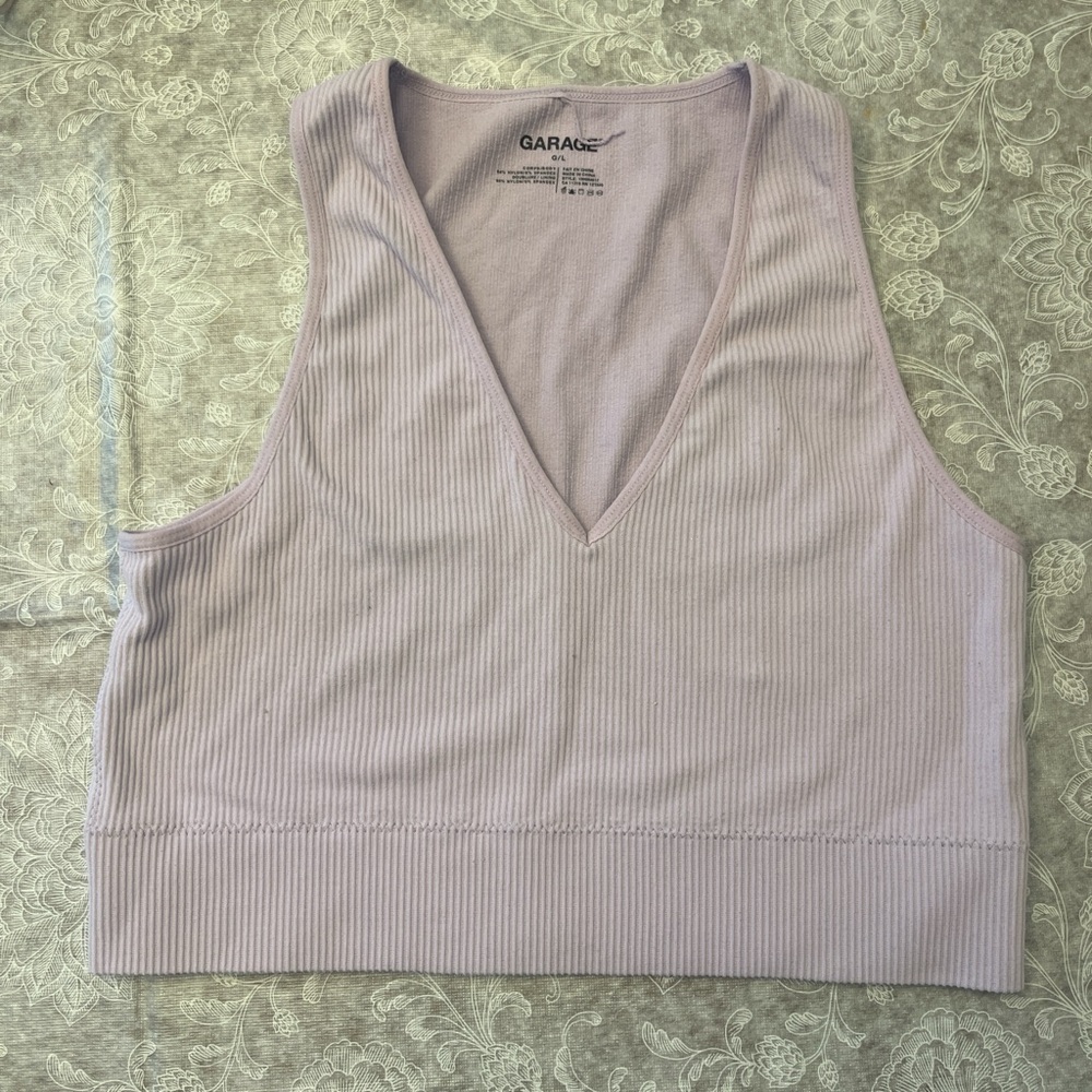 Garage Women's Light Purple Ribbed Crop Top